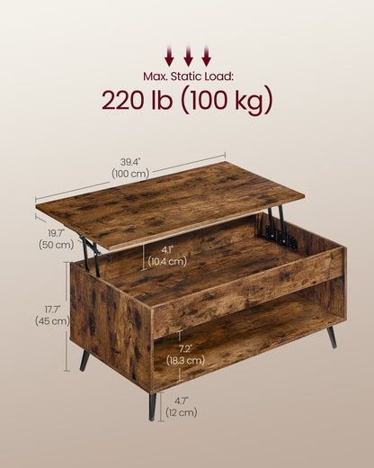 Lift-Top Dining Table with Storage, Brown and Black - image 6