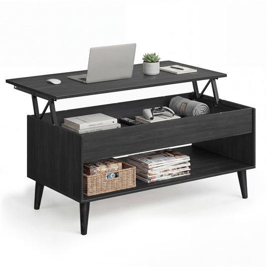 Lift top coffee table with hidden storage for living room - image 1