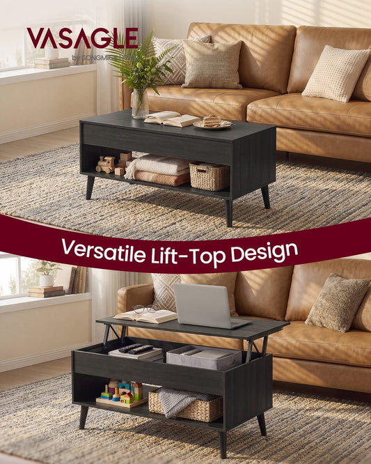 Lift top coffee table with hidden storage for living room - image 2
