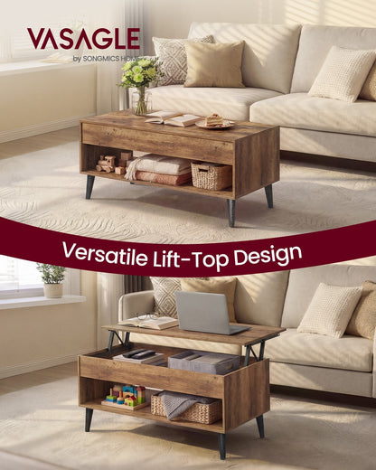 Lift top coffee table with hidden storage for living room - image 8