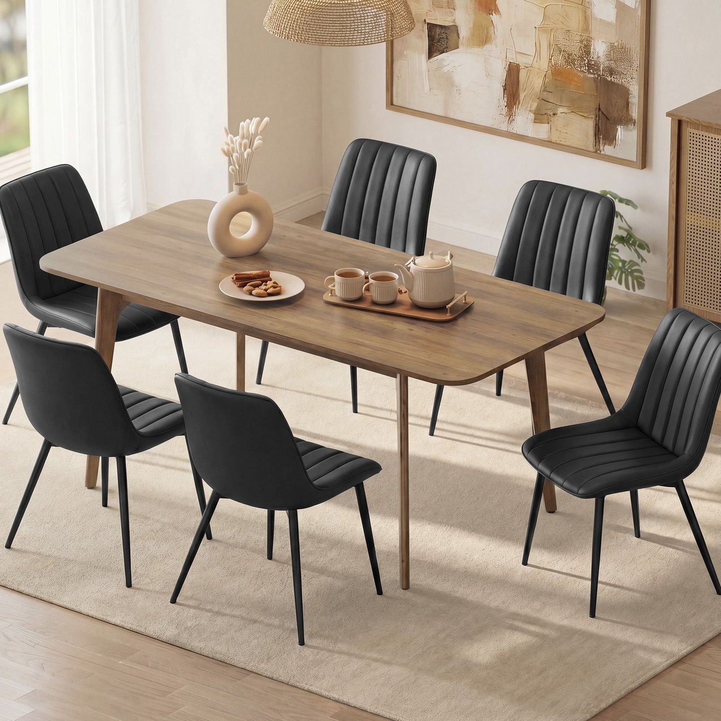Dining Chairs, Upholstered Kitchen Chairs, Set of 2, Cloud White and Ink Black - image 55