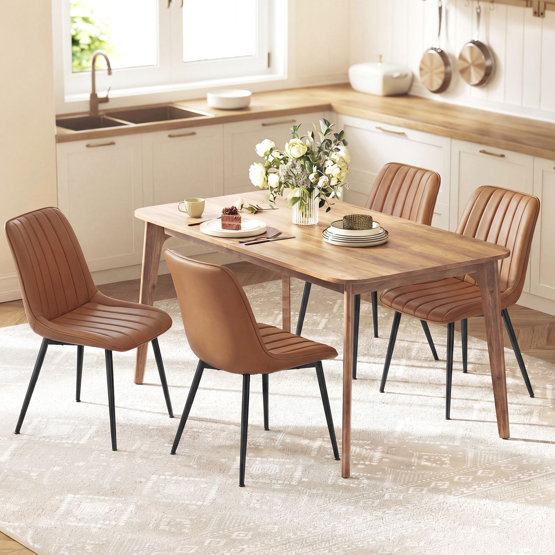 Dining Chairs, Upholstered Kitchen Chairs, Set of 2, Cloud White and Ink Black - image 15
