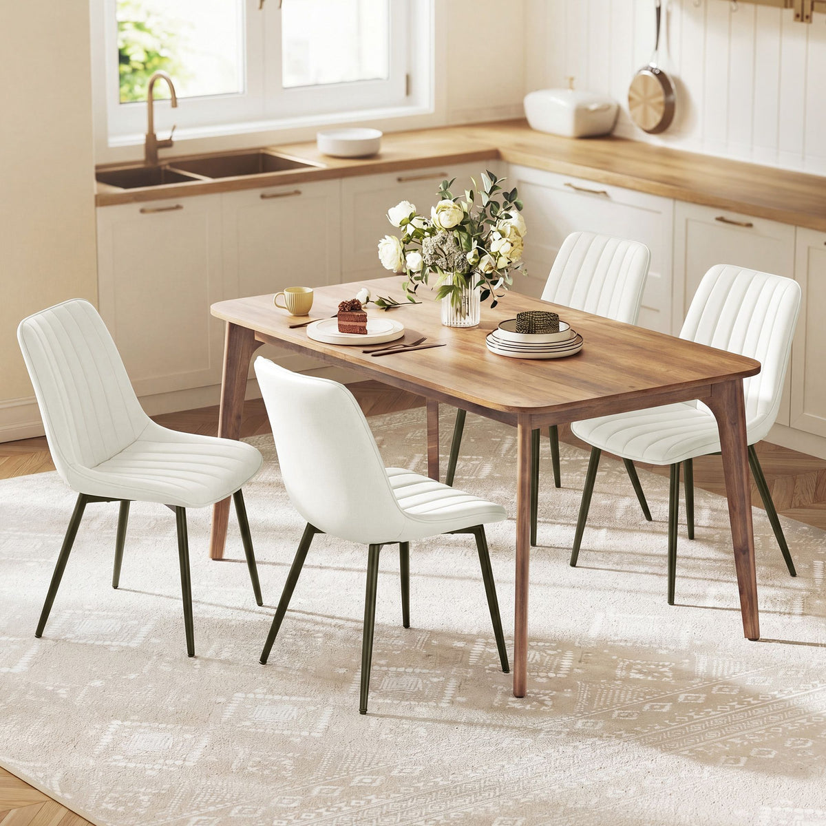 Dining Chairs, Upholstered Kitchen Chairs, Set of 2, Cloud White and Ink Black - image 19