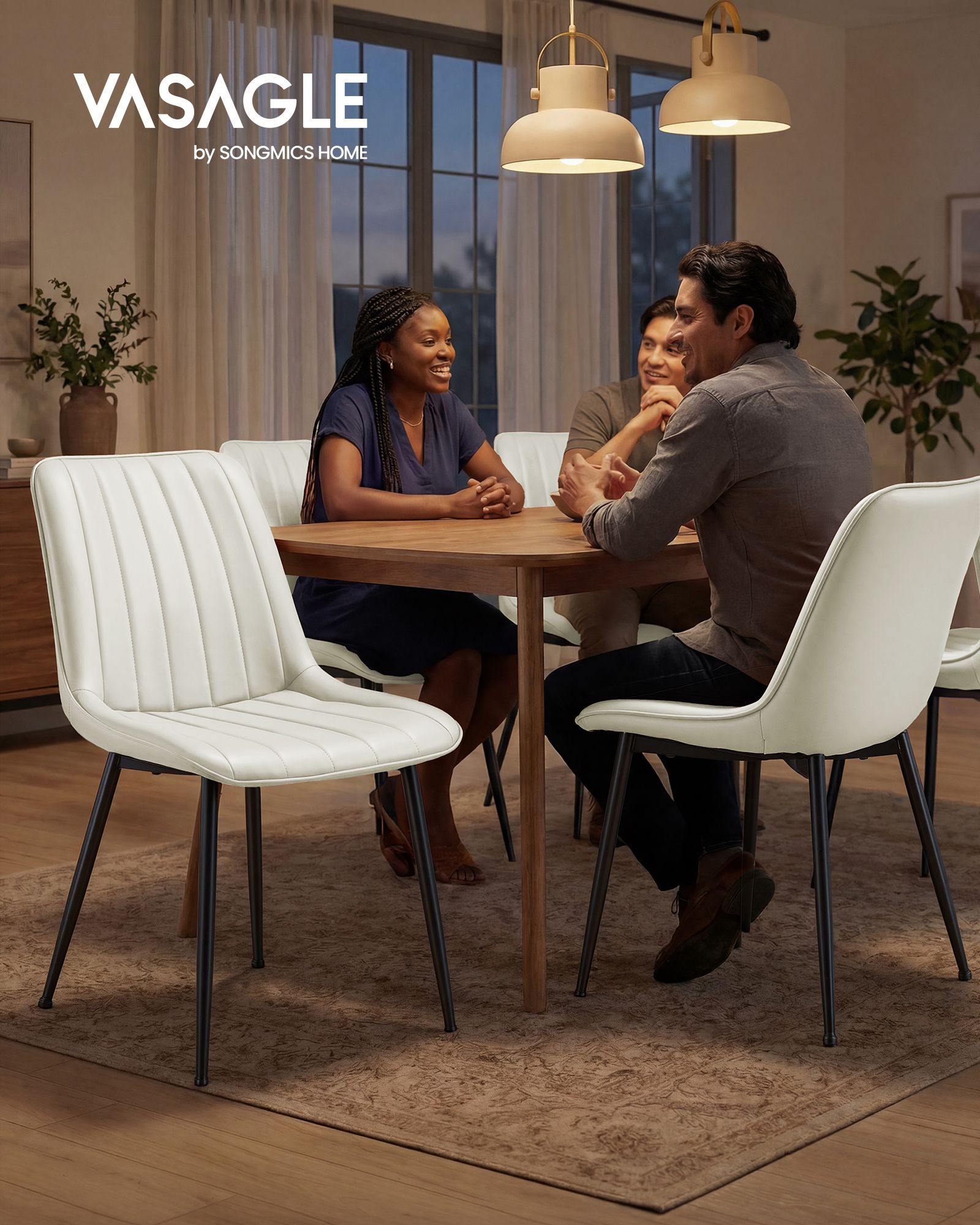 Dining Chairs, Upholstered Kitchen Chairs, Set of 2, Cloud White and Ink Black - image 20