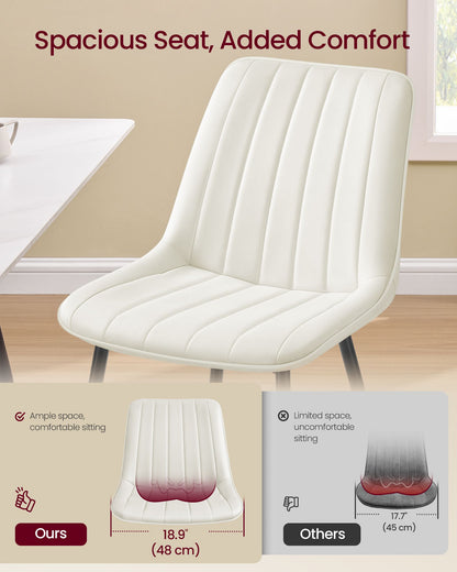 Dining Chairs, Upholstered Kitchen Chairs, Set of 2, Cloud White and Ink Black - image 2