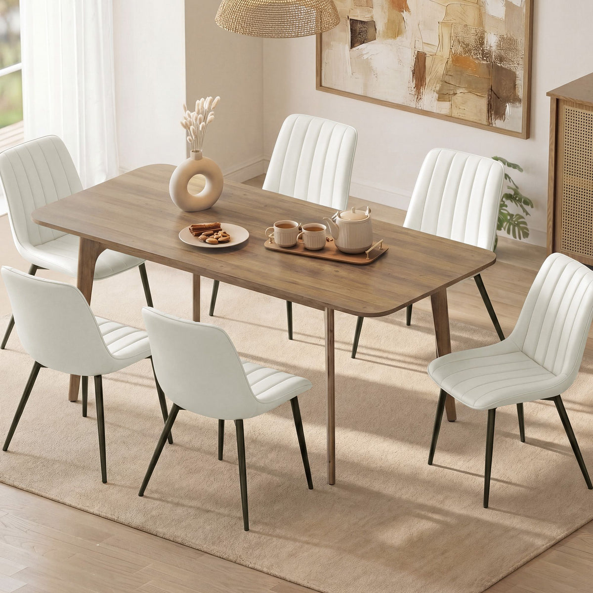 Dining Chairs, Upholstered Kitchen Chairs, Set of 2, Cloud White and Ink Black - image 33