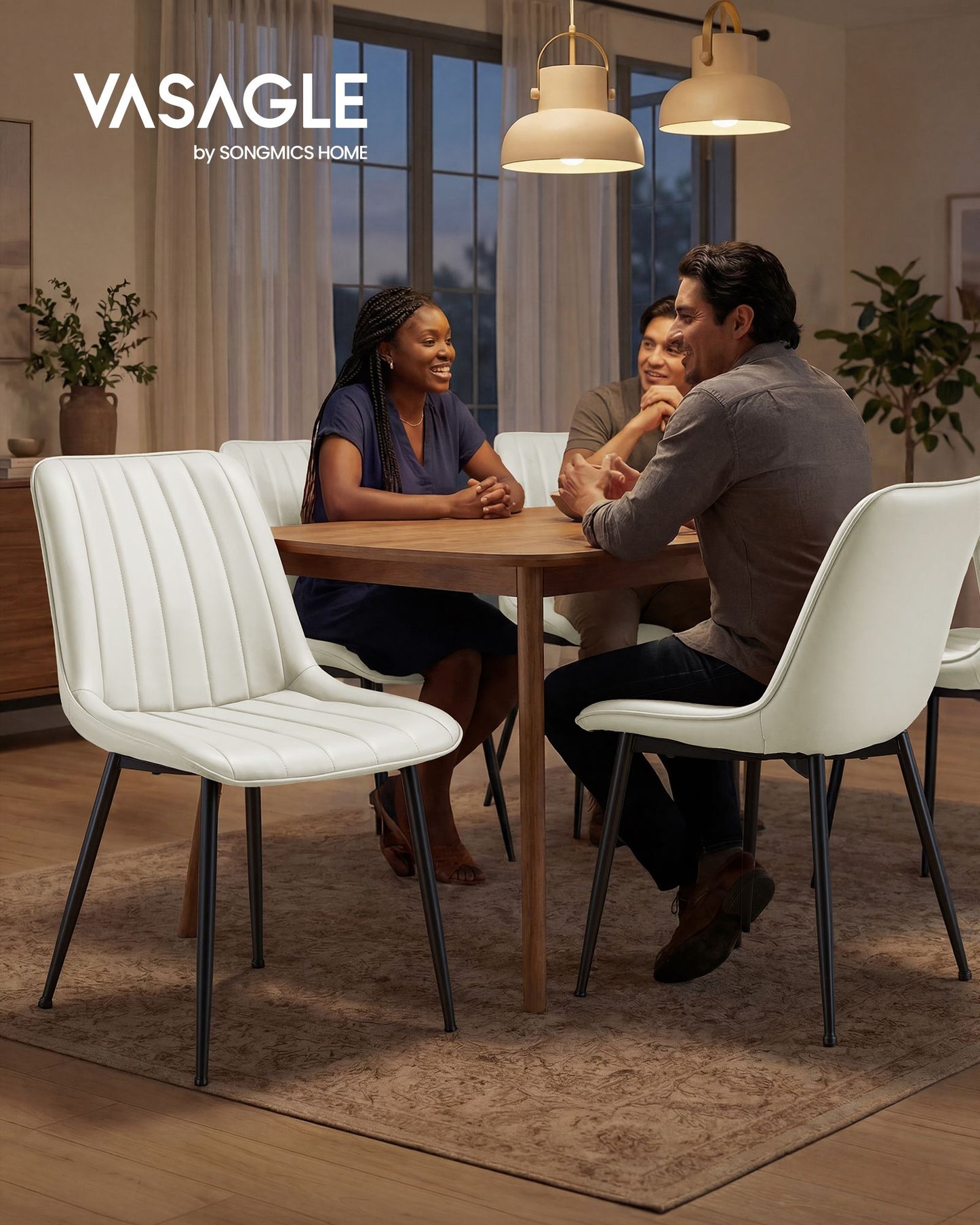 Dining Chairs, Upholstered Kitchen Chairs, Set of 2, Cloud White and Ink Black - image 34
