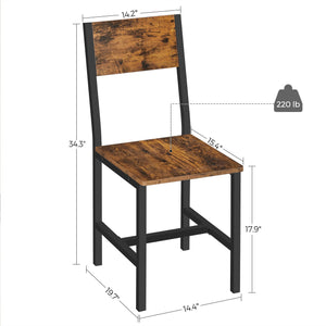 Dining Chair Set of 6, Rustic Wood Chairs with Metal Steel Frame