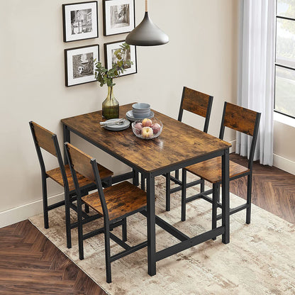 Dining Chair Set of 2, Industrial Accent Chairs, Steel Frame, for Dining Room, Living Room, Kitchen, Rustic Brown and Black