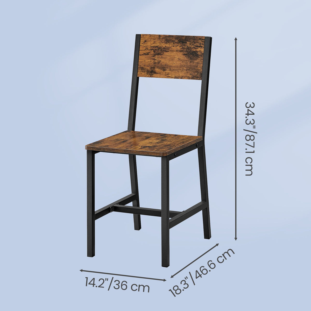 Set of 2 Kitchen Chairs, Rustic Dining Chairs with Back, for Kitchen, Bedroom, Living Room - image 3