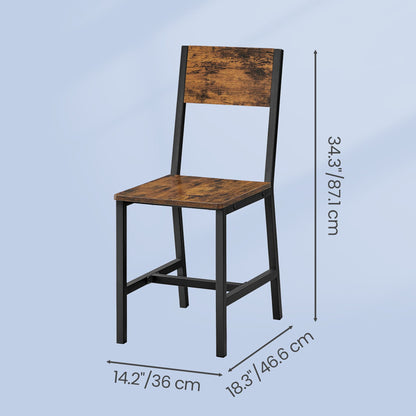 Set of 2 Kitchen Chairs, Rustic Dining Chairs with Back, for Kitchen, Bedroom, Living Room - image 3