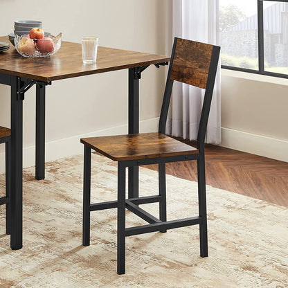 Dining Chair Set of 2, Industrial Accent Chairs, Steel Frame, for Dining Room, Living Room, Kitchen, Rustic Brown and Black