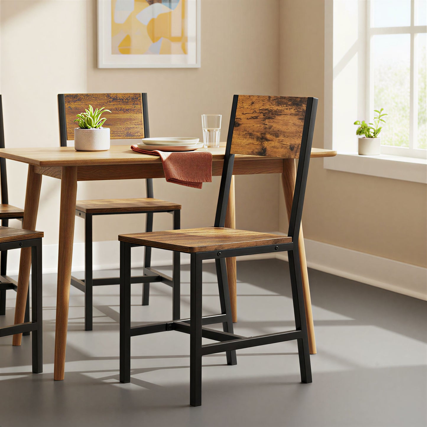 Set of 2 Kitchen Chairs, Rustic Dining Chairs with Back, for Kitchen, Bedroom, Living Room - image 4