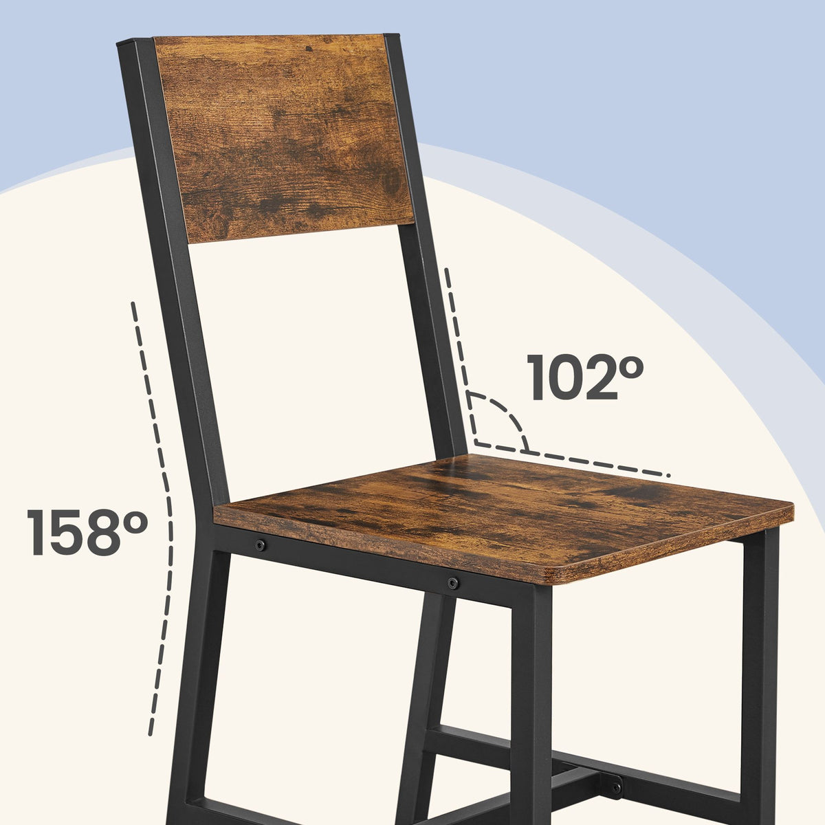 Set of 2 Kitchen Chairs, Rustic Dining Chairs with Back, for Kitchen, Bedroom, Living Room - image 7