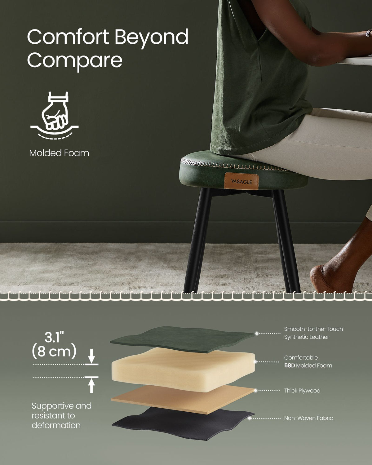 EKHO Collection - Dining Chairs Stools Set of 2 - HWLEXTRA 