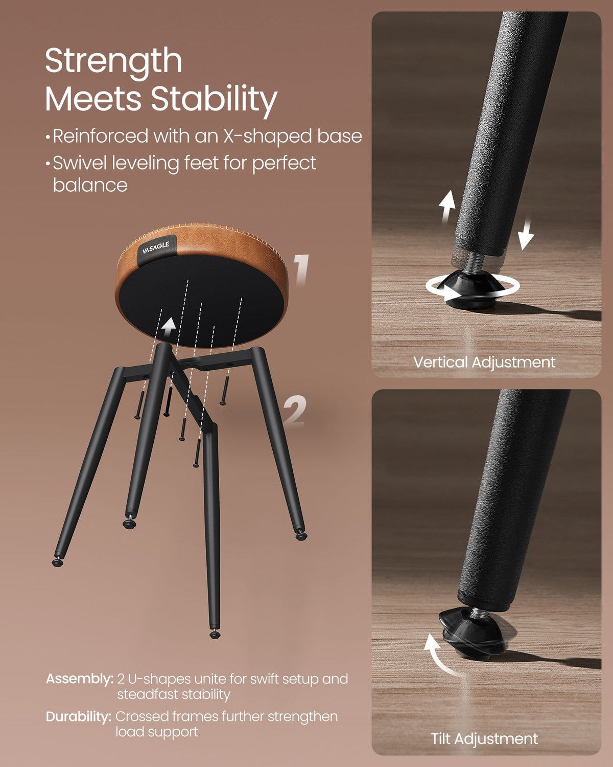 EKHO Collection - Dining Chairs Stools Set of 2 - HWLEXTRA 