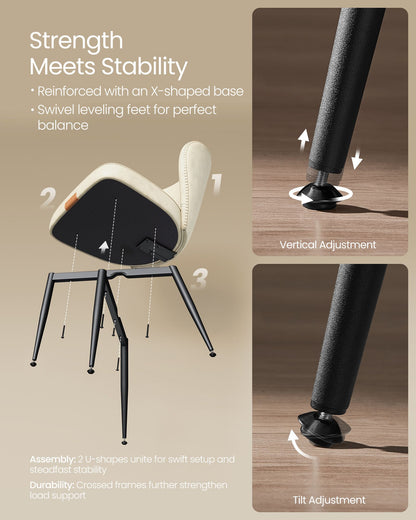 EKHO Collection - Dining Chairs Set of 2, Upholstered Kitchen Chairs, Comfortable Seat, Synthetic Leather with Stitching