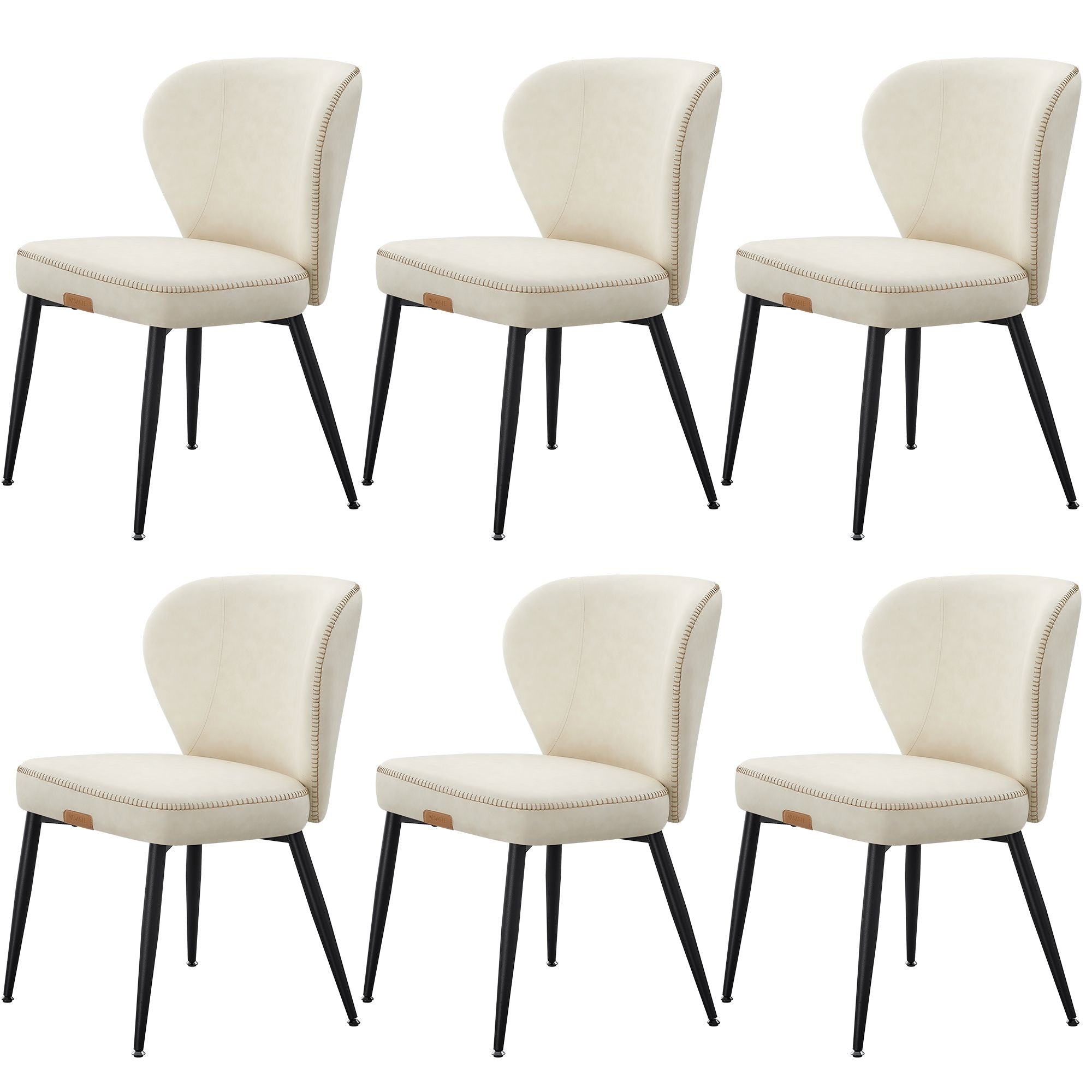 EKHO Collection - Dining Chairs Set of 6, Upholstered Kitchen Chairs, Comfortable Seat, Synthetic Leather with Stitching