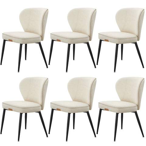 EKHO Collection - Dining Chairs Set of 6, Upholstered Kitchen Chairs, Comfortable Seat, Synthetic Leather with Stitching