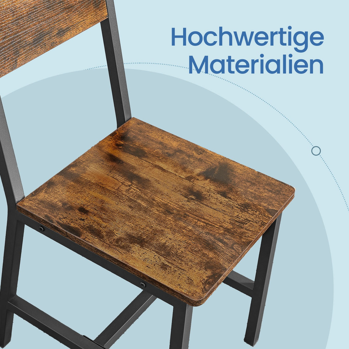 Set of 2 Kitchen Chairs, Rustic Dining Chairs with Back, for Kitchen, Bedroom, Living Room