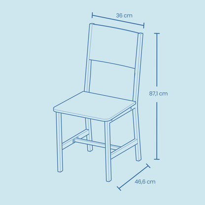 Set of 2 Kitchen Chairs, Rustic Dining Chairs with Back, for Kitchen, Bedroom, Living Room