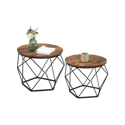 Coffee Tables Set of 2 Side Tables Rustic Brown and Black - image 1