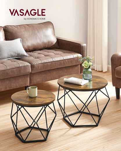Coffee Tables Set of 2 Side Tables Rustic Brown and Black - image 3