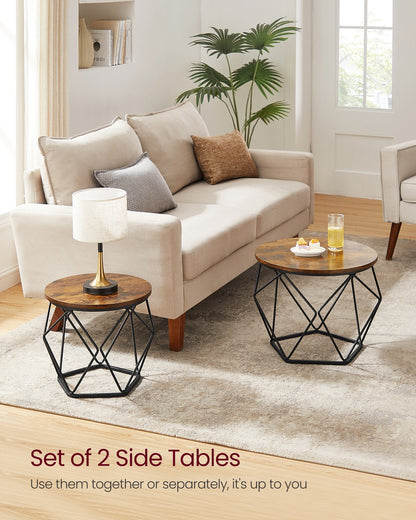 Coffee Tables Set of 2 Side Tables Rustic Brown and Black - image 4