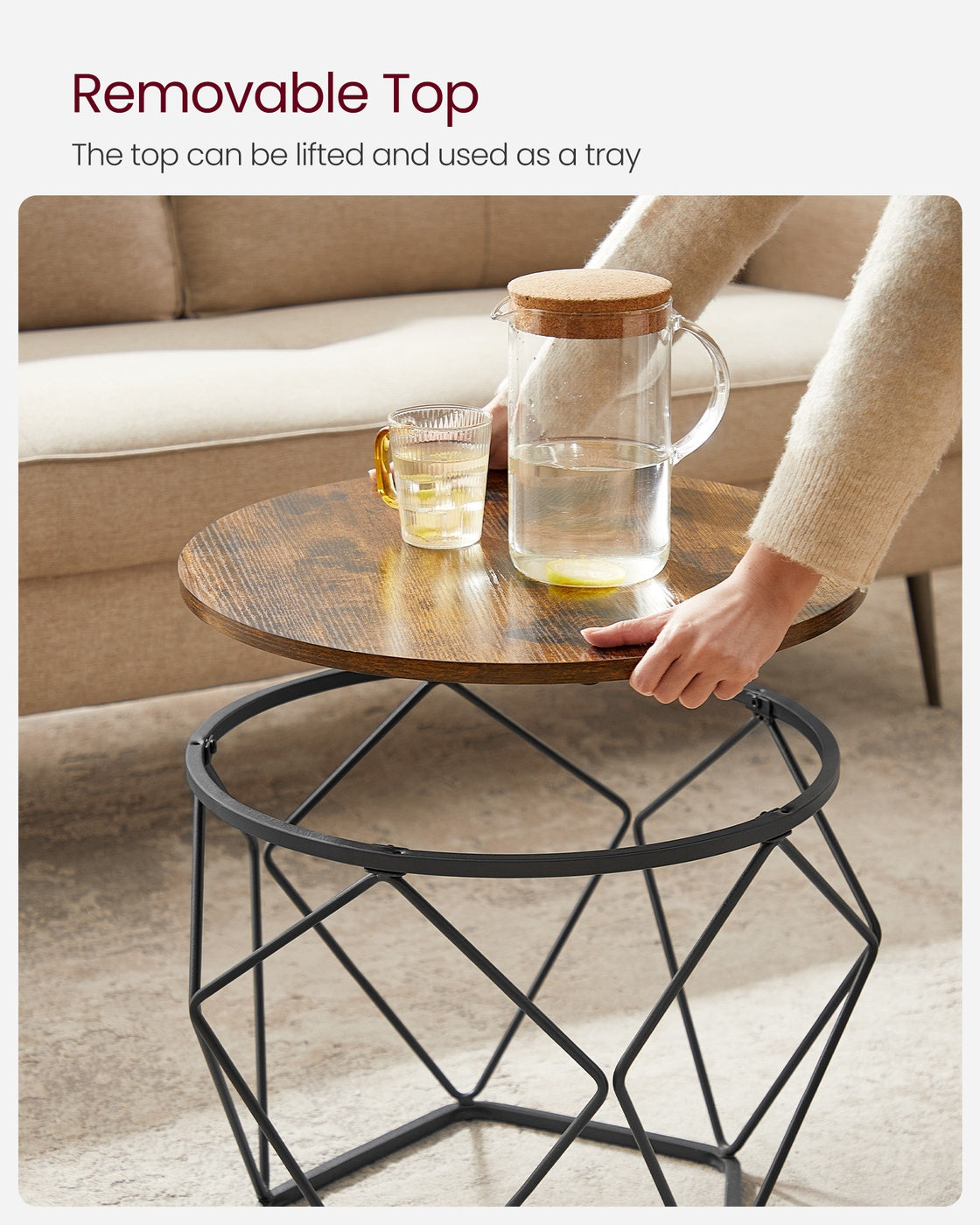 Coffee Tables Set of 2 Side Tables Rustic Brown and Black - image 6