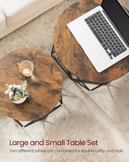 Coffee Tables Set of 2 Side Tables Rustic Brown and Black - image 7
