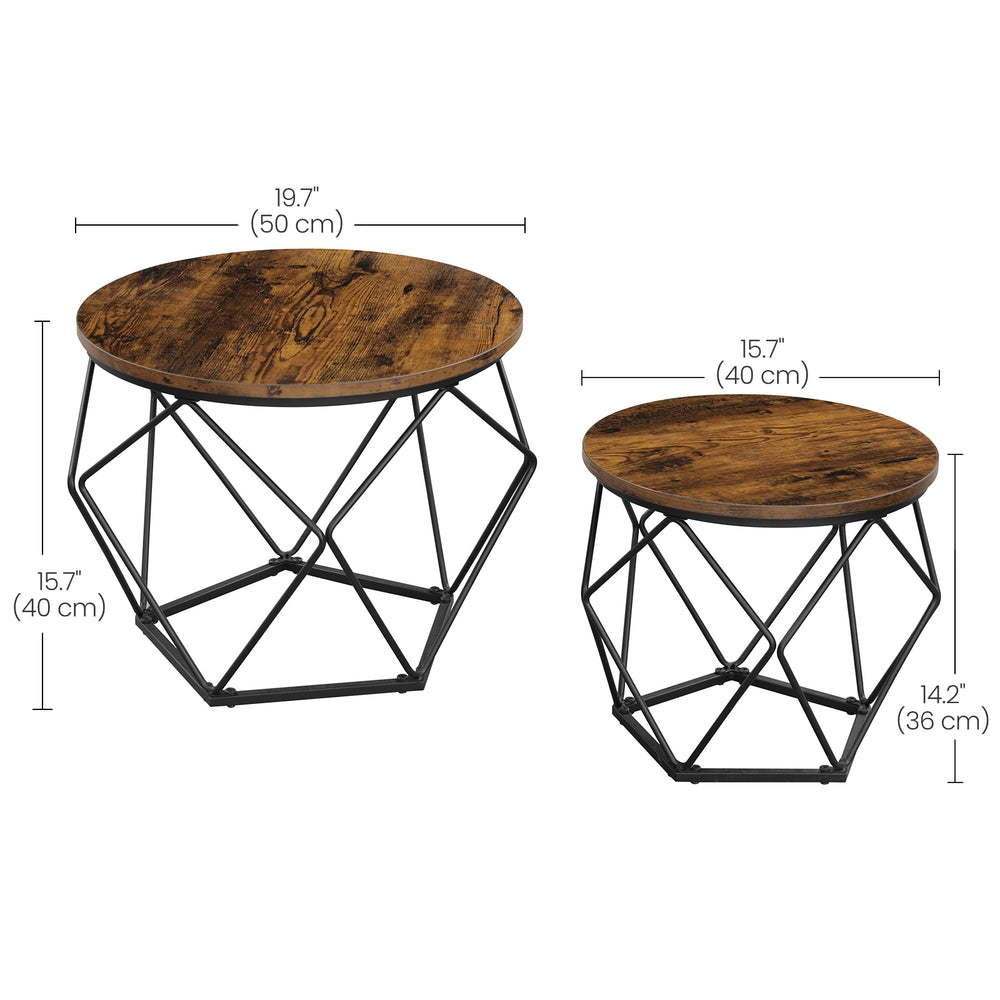 Coffee Tables Set of 2 Side Tables Rustic Brown and Black - image 8