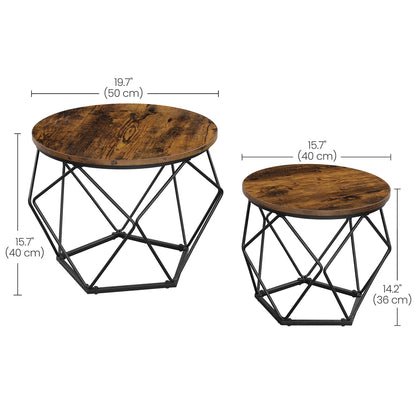 Coffee Tables Set of 2 Side Tables Rustic Brown and Black - image 8