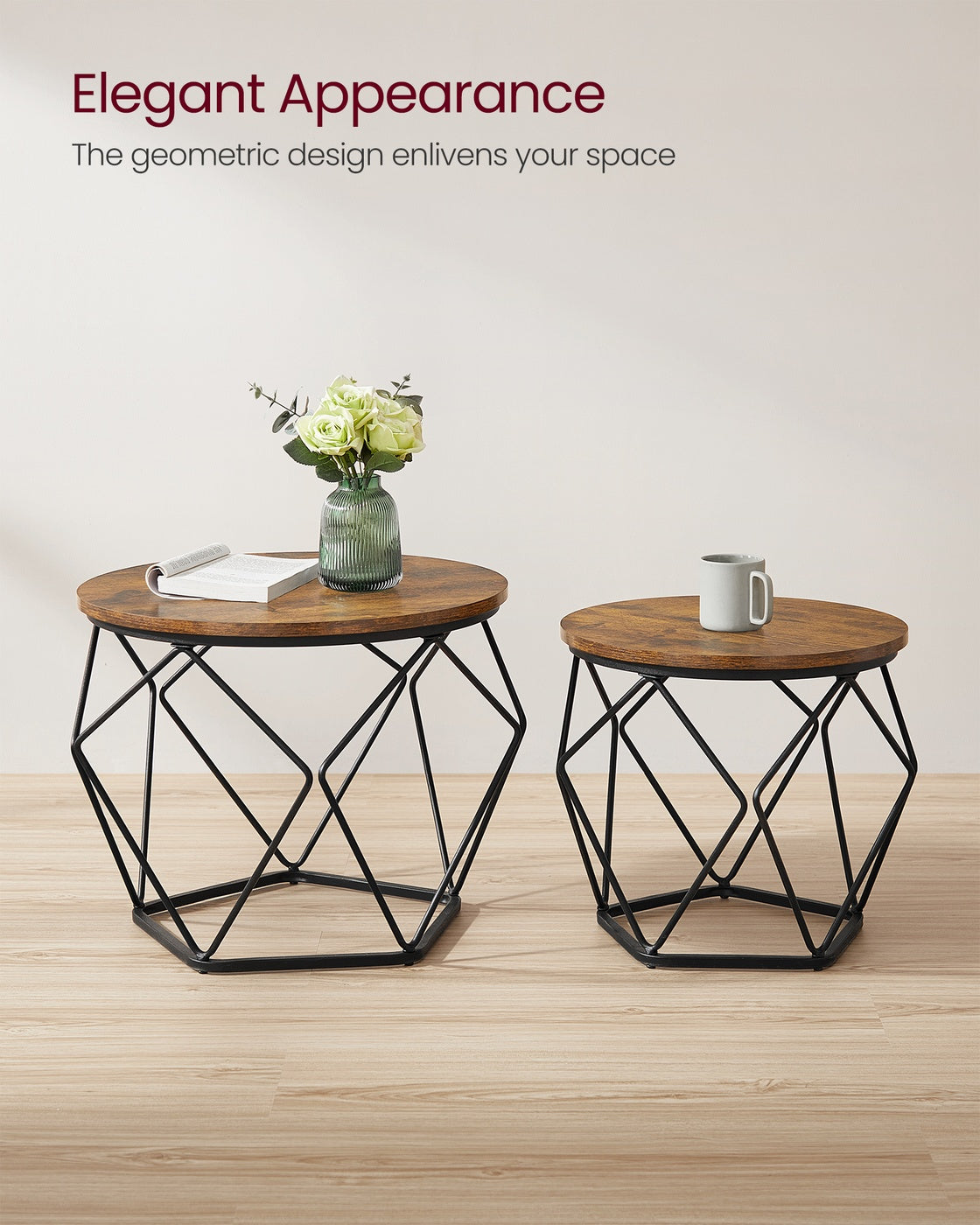 Coffee Tables Set of 2 Side Tables Rustic Brown and Black - image 10