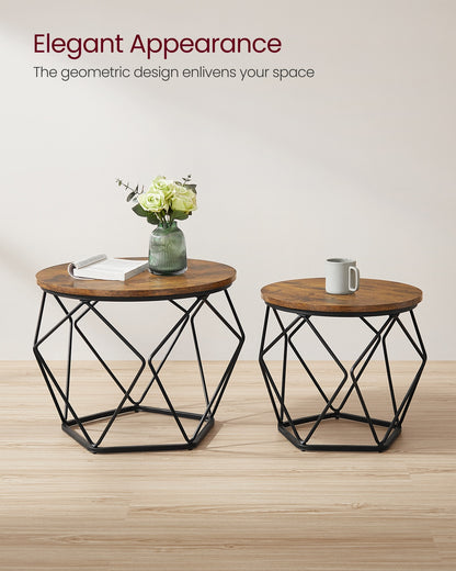 Coffee Tables Set of 2 Side Tables Rustic Brown and Black - image 10