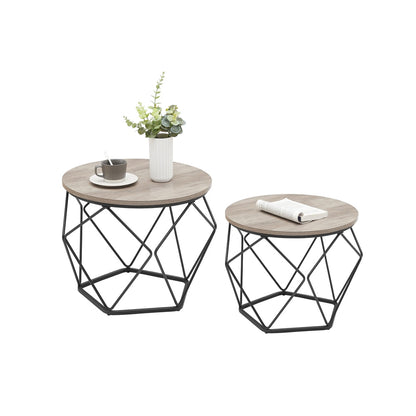 Coffee Tables Set of 2 Side Tables Rustic Brown and Black - image 28