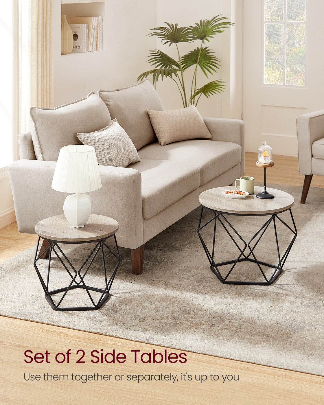 Coffee Tables Set of 2 Side Tables Rustic Brown and Black - image 31