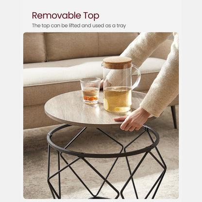 Round Coffee Table with Steel Frame Set of 2