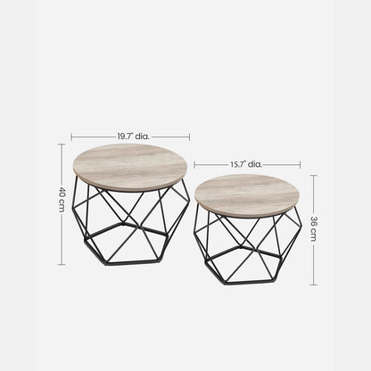 Round Coffee Table with Steel Frame Set of 2