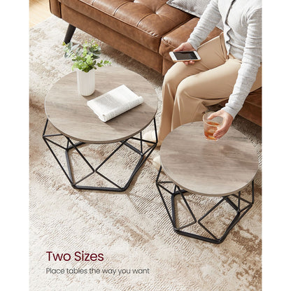 Round Coffee Table with Steel Frame Set of 2