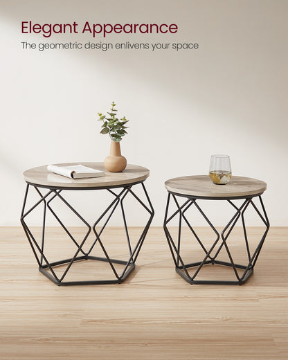 Coffee Tables Set of 2 Side Tables Rustic Brown and Black - image 37