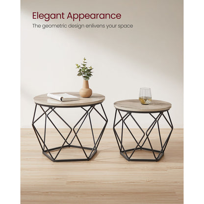 Round Coffee Table with Steel Frame Set of 2