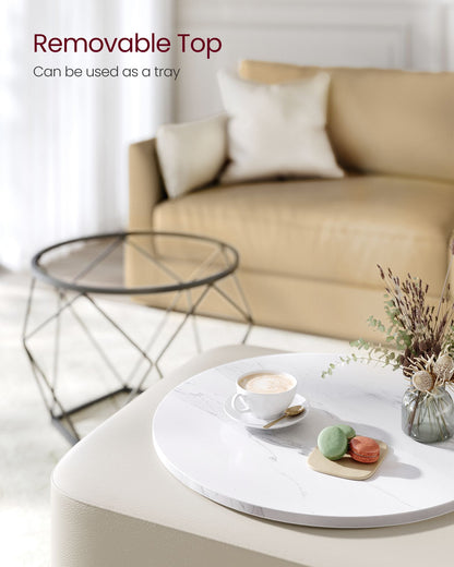Round Coffee Table with Steel Frame Set of 2