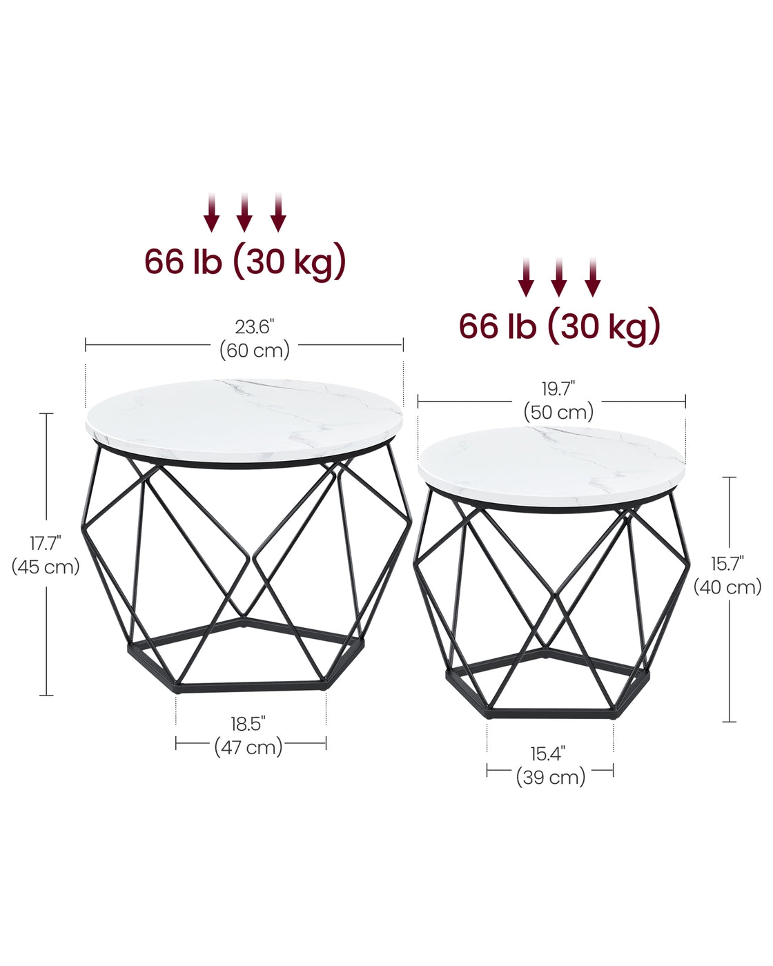 Coffee Tables Set of 2 Side Tables Rustic Brown and Black - image 25