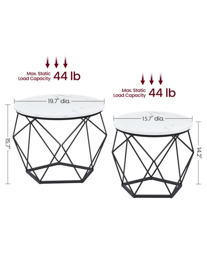 Round Coffee Table with Steel Frame Set of 2