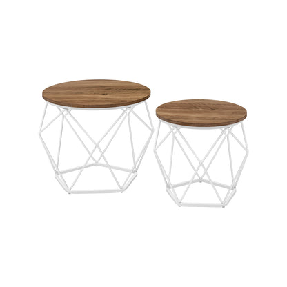 Set of 2 Side Tables, Industrial Steel Frame, Coffee Tables for Living Room, Brown and Black - image 18