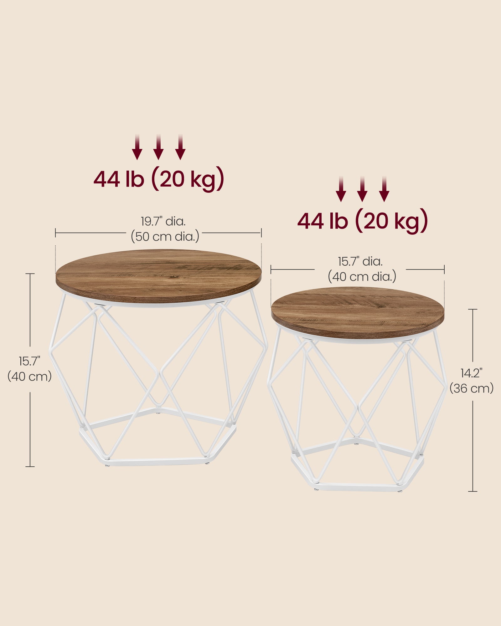 Set of 2 Side Tables, Industrial Steel Frame, Coffee Tables for Living Room, Brown and Black - image 23