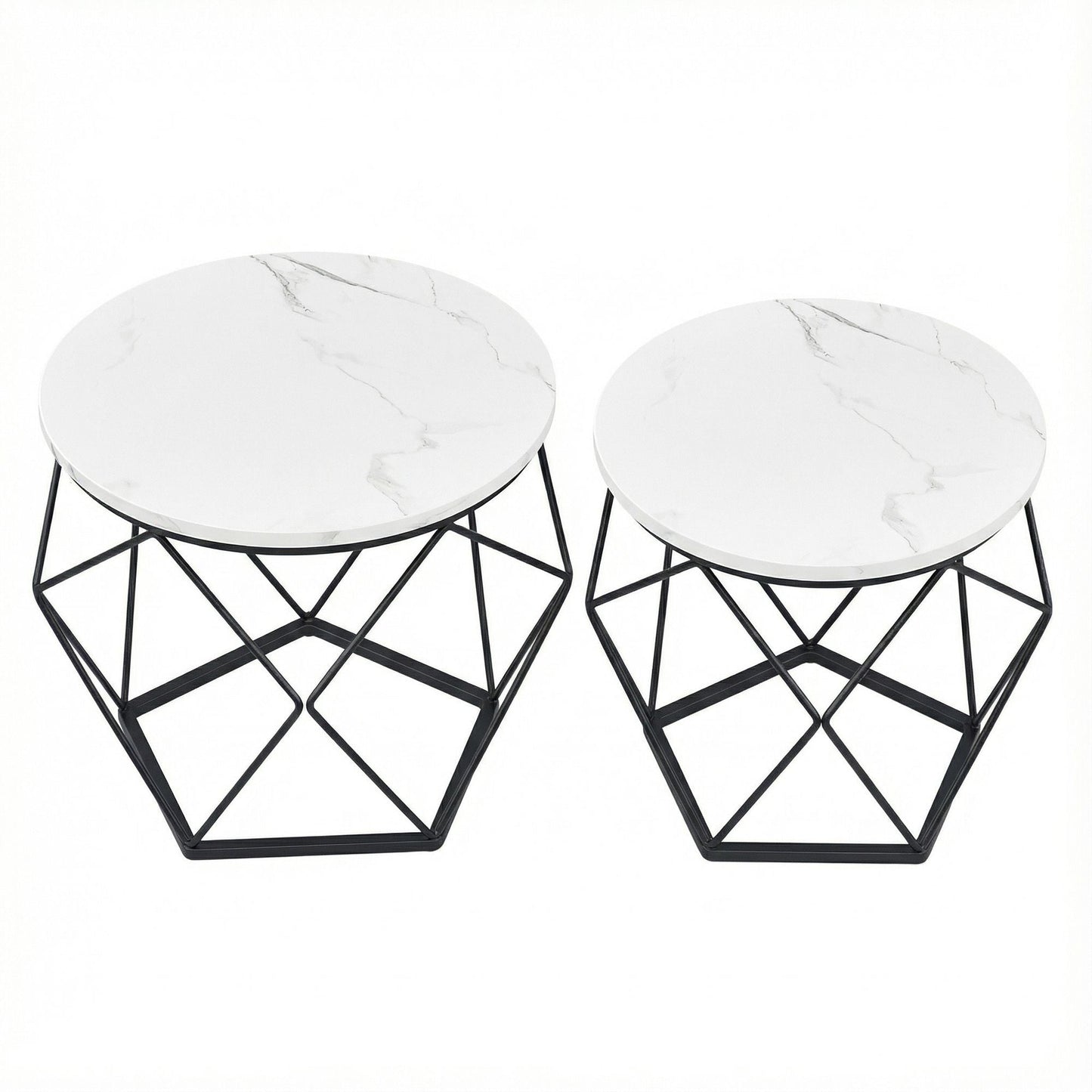 Set of 2 Side Tables, Industrial Steel Frame, Coffee Tables for Living Room, Brown and Black - image 9