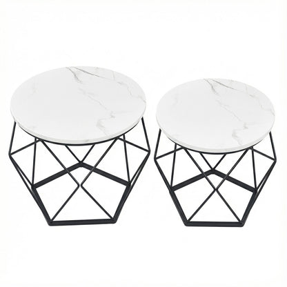 Set of 2 Side Tables, Industrial Steel Frame, Coffee Tables for Living Room, Brown and Black - image 9