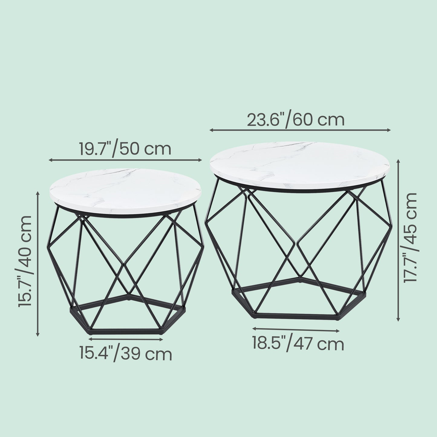 Set of 2 Side Tables, Industrial Steel Frame, Coffee Tables for Living Room, Brown and Black - image 11