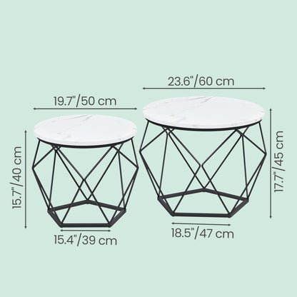 Set of 2 Side Tables, Industrial Steel Frame, Coffee Tables for Living Room, Brown and Black - image 11